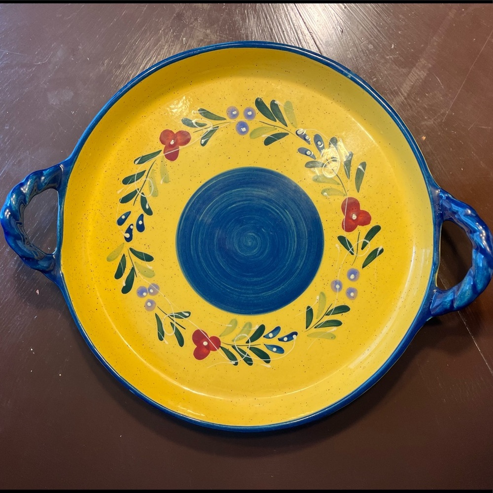 BAUM BROTHERS Blue Floral Collection 15" Round Serving Bowl